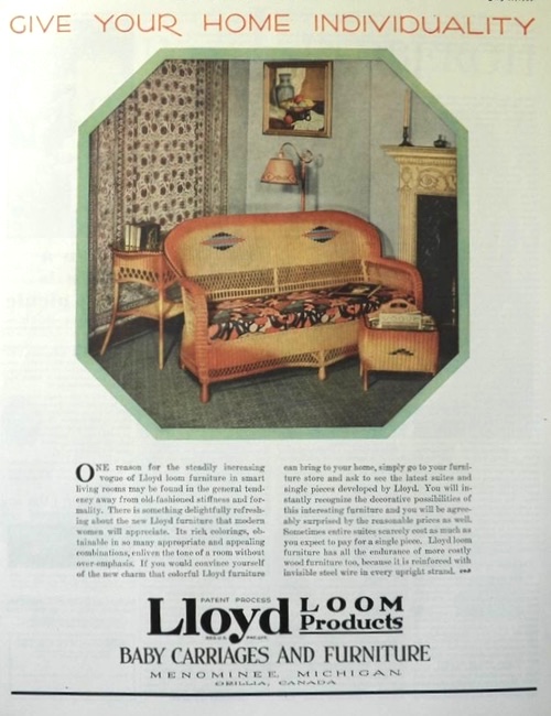 1929 Lloyd Wicker Furniture Ad ~ Individuality