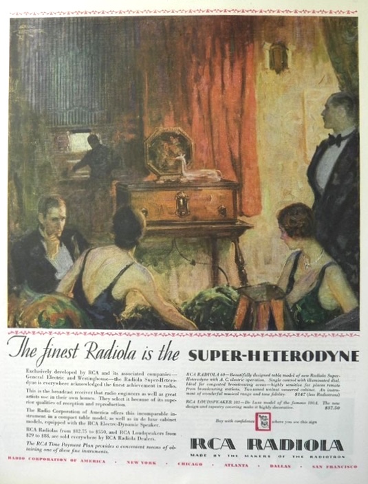 1929 RCA Radiola Ad ~ Super Heterodyne
