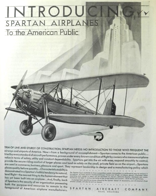 1929 Spartan Airplane Ad ~ Introduction to the American Public