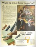 1925 Daniel Green Slippers Ad ~ Dad Comes Home "Fagged Out"