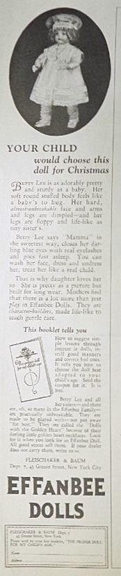 1924 Effanbee Doll Ad ~ Betty Lee