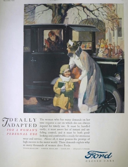 1924 Ford Clsed Cars Ad ~ Adapted for a Woman's Use