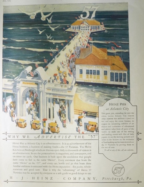 1924 Heinz Foods Ad ~ Heinz Pier, Atlantic City NJ