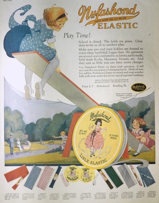 1924 Nufashond Elastic Ad ~ Children on SeeSaw