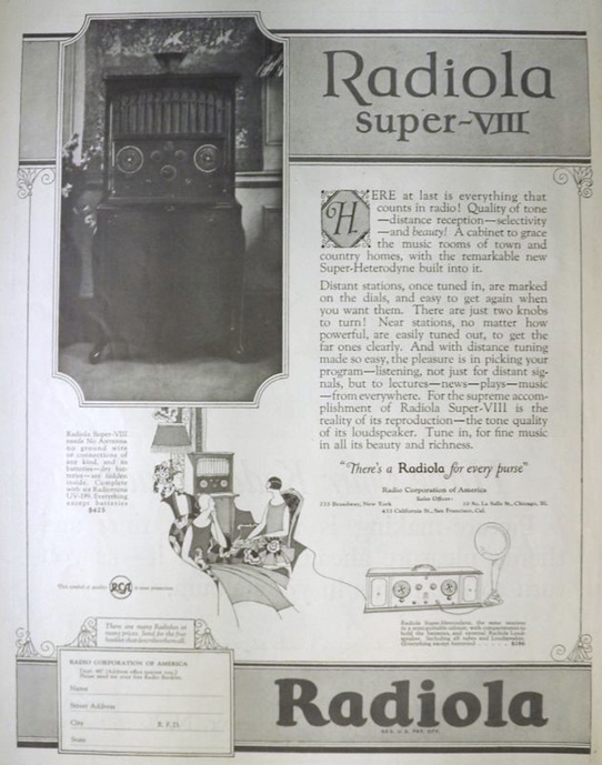 1924 Radiola Super VIII Ad ~ Everything That Counts in Radio