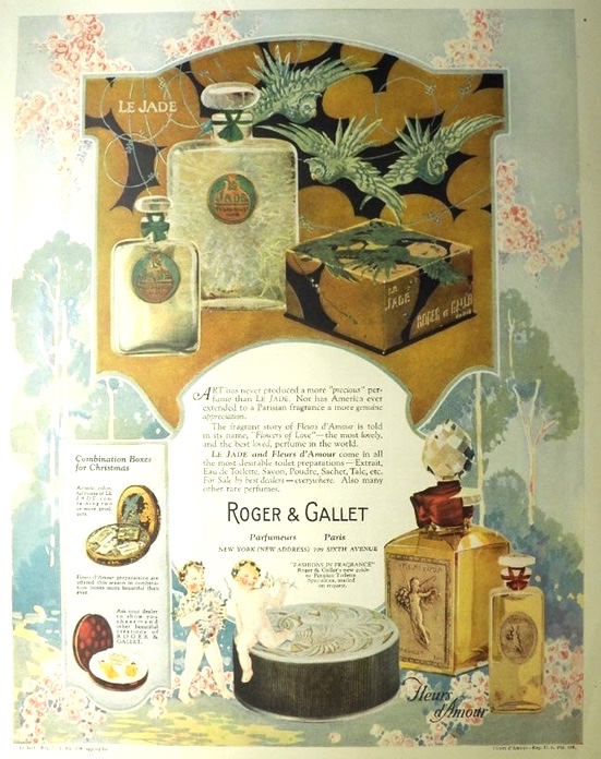 1924 Roger & Gallet Ad ~ Le Jade & Fleurs d'Amour