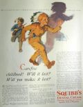 1926 Squibb's Dental Cream Ad ~ Boy with Tomahawk in Indian Gear