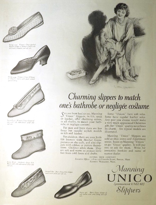 1924 Manning Unico Slippers Ad ~ Matches Your Negligee