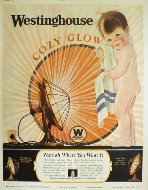 1925 Westinghouse Cozy Glow Heater Ad ~ Lucile Patterson Marsh