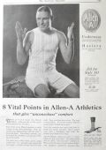 1926 Allen-A Athletic Underwear Ad ~ "Unconscious" Comfort