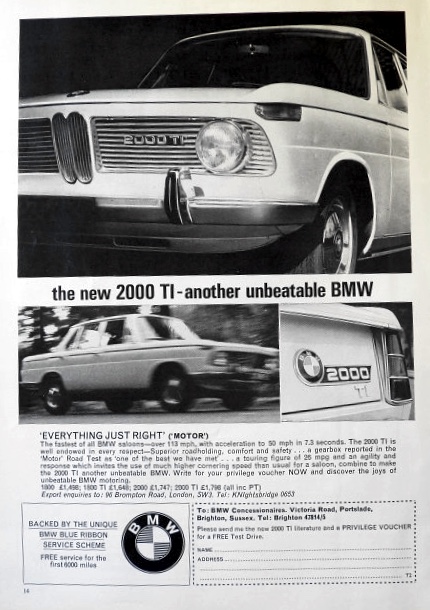 1966 BMW 2000 TI Ad ~ Unbeatable