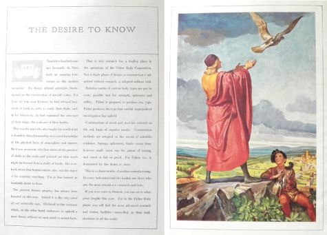 1932 Body By Fisher Ad ~ DaVinci Releasing Birds ~ Peter Helck