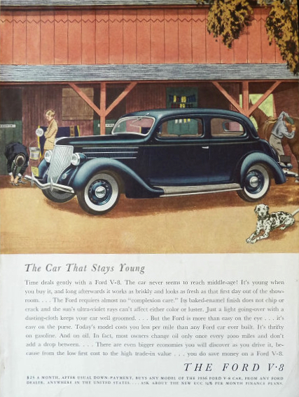 1936 Ford V-8 Ad ~ The Car That Stays Young