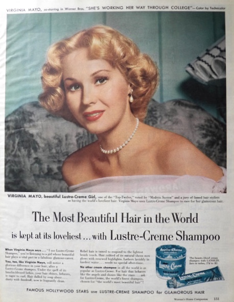 1952 Lustre-Creme Shampoo Ad ~ Virginia Mayo
