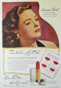 1945 Max Factor Lipstick Ad ~ Donna Reed
