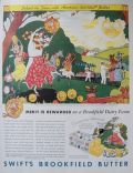 1933 Brookfield Butter Ad ~ Brooksie Dances in the Field