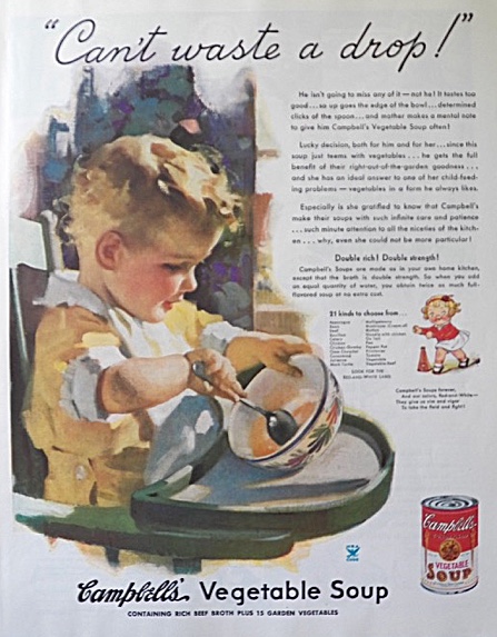 1935 Campbell's Soup Ad ~ Can't Waste a Drop!