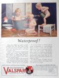 1924 Valspar Varnish Ad ~ Nude Children in Tub