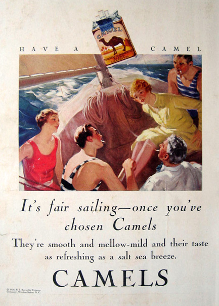 1928 Camel Cigarettes Ad ~ People on Sailboat
