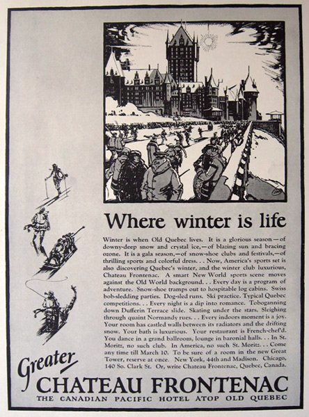 1924 Chateau Frontenac Hotel Vintage Ad ~ Quebec, Canada