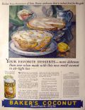 1925 Baker's Coconut Ad ~ Ambrosia & Pie Recipe