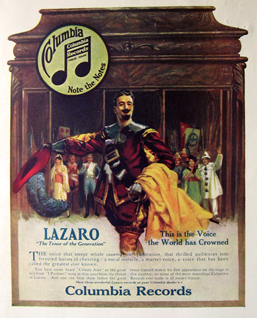 1917 Columbia Records Ad ~ Hipolito Lazaro