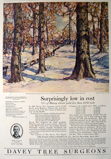 1928 Davey Tree Surgeons Ad ~ Frank Swift Chase