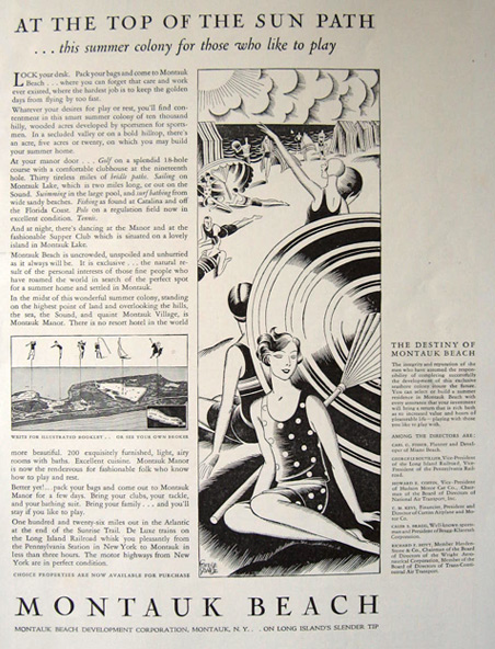 1928 Montauk Beach, NY Summer Colony Ad ~ Steele Savage