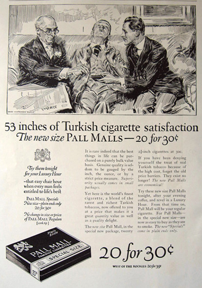 1924 Pall Mall Cigarettes Ad ~ James Montgomery Flagg