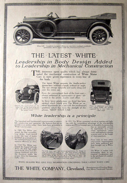1914 White 4-45 Car Ad ~ The Latest White