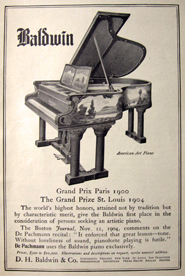 1905 Vintage Baldwin American Art Piano Ad
