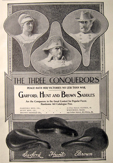 1898 Antique Garford, Hunt & Brown Bicycle Saddles