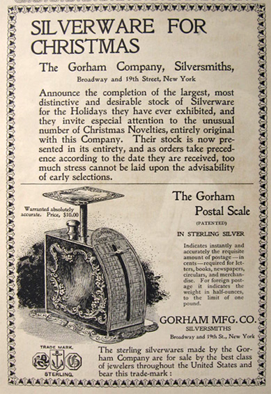 1897 Antique Gorham Sterling Silver Postal Scale Ad
