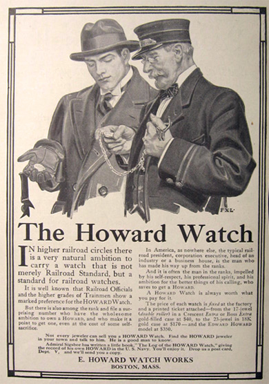 1914 Howard Railroad Watch Ad ~ Frank Leyendecker