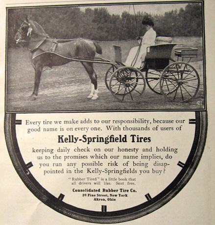 1907 Kelly Springfield Tires Ad ~ Horse Drawn Carriage