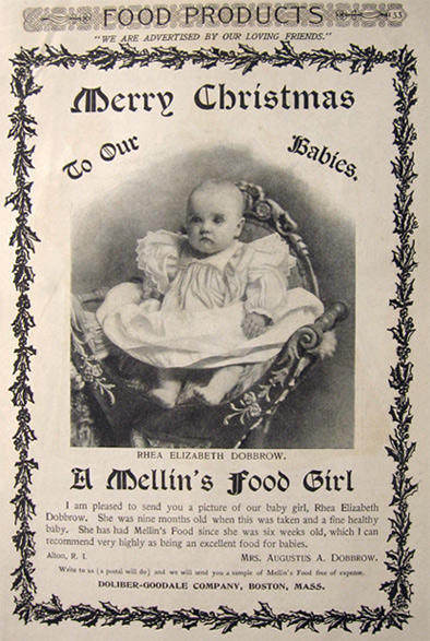 1897 Mellin's Baby Food Ad ~ Rhea Dobbrow, Alton, RI