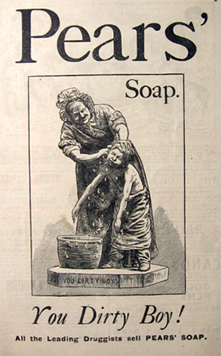 1883 Pears Soap Ad ~ You Dirty Boy