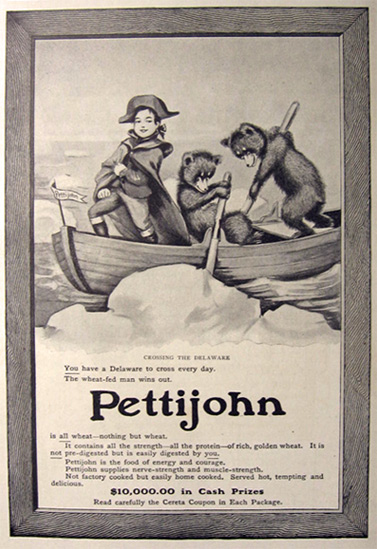 1904 Pettijohn Cereal Ad ~ Bears Crossing the Delaware
