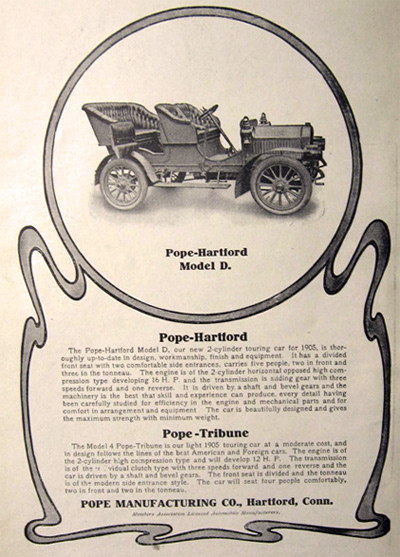 1905 Pope Hartford Model "D" Car Ad