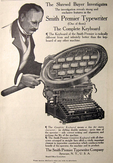 1905 Smith Premier Typewriter Ad ~ Complete Keyboard