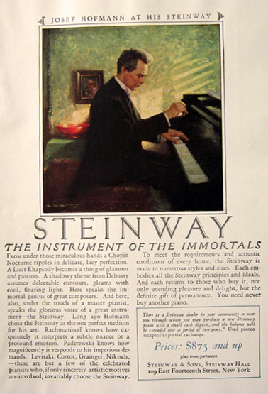 1924 Steinway Piano Ad ~ Josef Hofmann