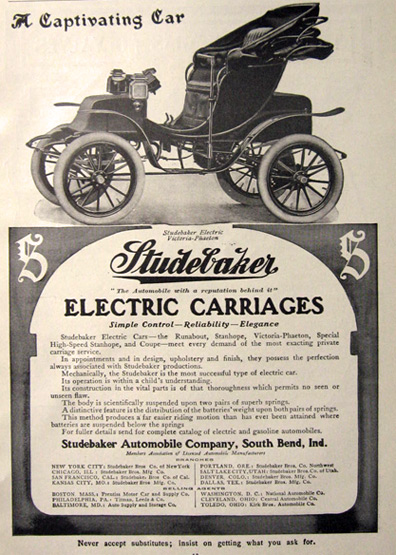 1907 Studebaker Electric Victoria Phaeton Car Carriage Ad