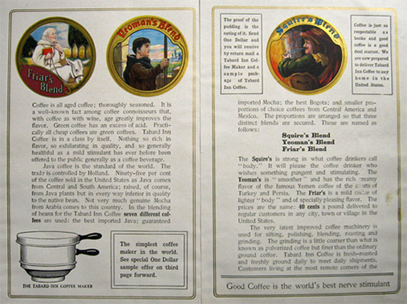 1904 Tabard Inn Coffee & Tea Ad ~ 8 Pages