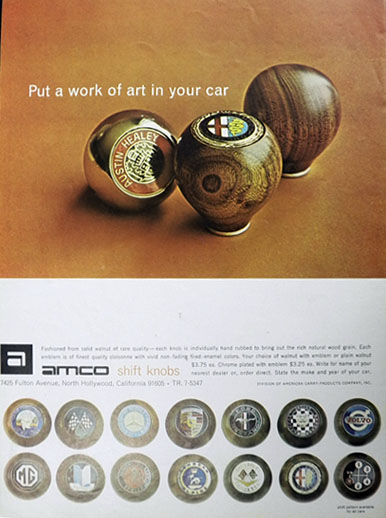 1967 Amco Shift Knobs Ad ~ Work of Art in Your Car