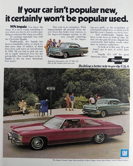 1974 Chevy Impala Custom Coupe Ad ~ Remarkable Value