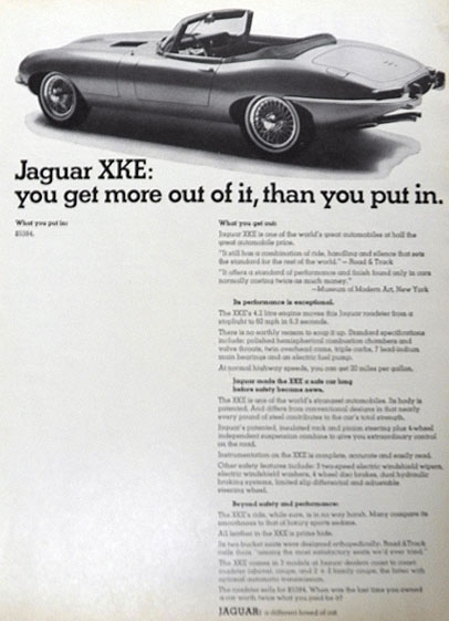 1967 Vintage Jaguar XKE Ad