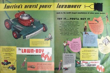 1953 Vintage Lawn Boy Power Mower Ad