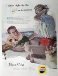 1957 Pepsi Cola Ad ~ Beach Couple Barbecues