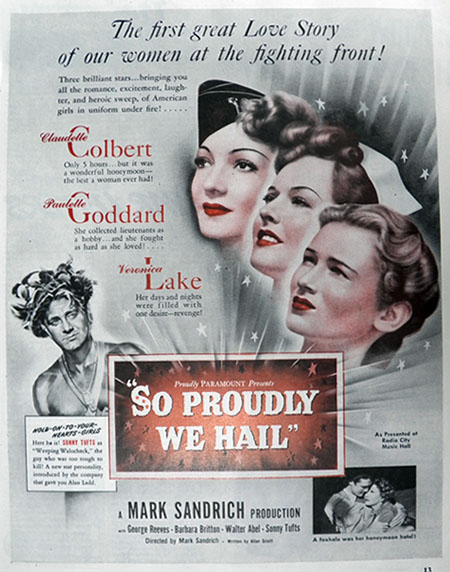1943 "So Proudly We Hail" Movie Ad ~ Veronica Lake