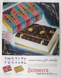 1955 Schrafft's Jubilee Chocolates Ad ~ Smart New Gift
